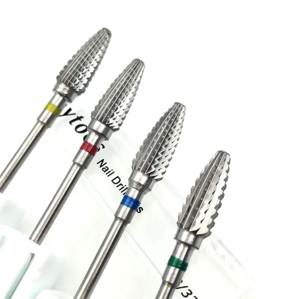HYTOOS Nail Drill Bit 3/32" Tungsten Carbide Nail Bits Rotary Burr Millling Cutter for Manicure Electric Nails Accessories Tool