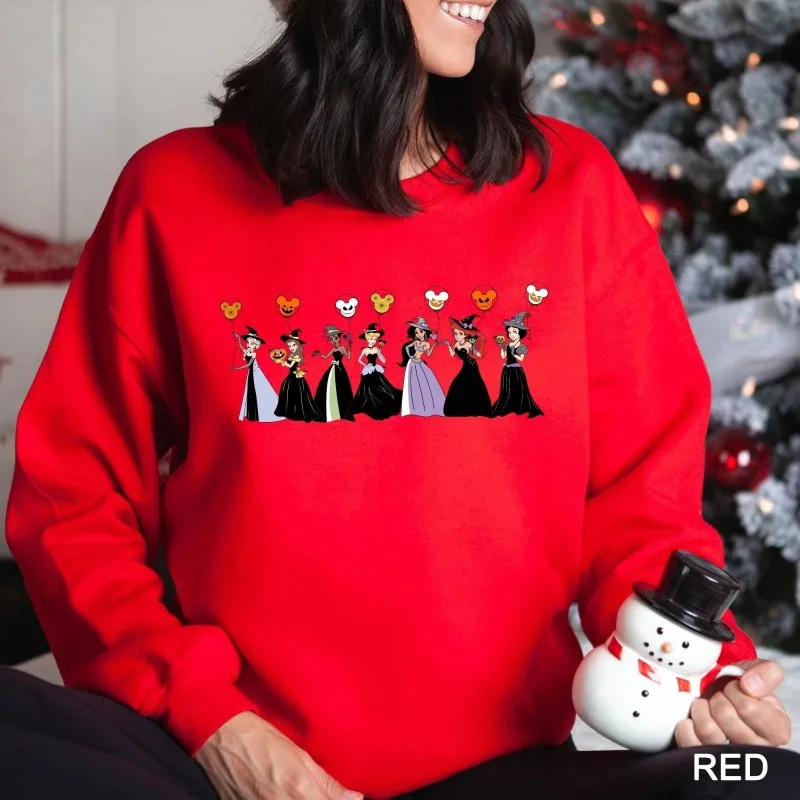 2025 الخريف/الشتاء ديزني الأميرة هالوين سنو وايت ارييل أورورا سندريلا المرأة الرياضية موضة عادية مطبوعة هوديي