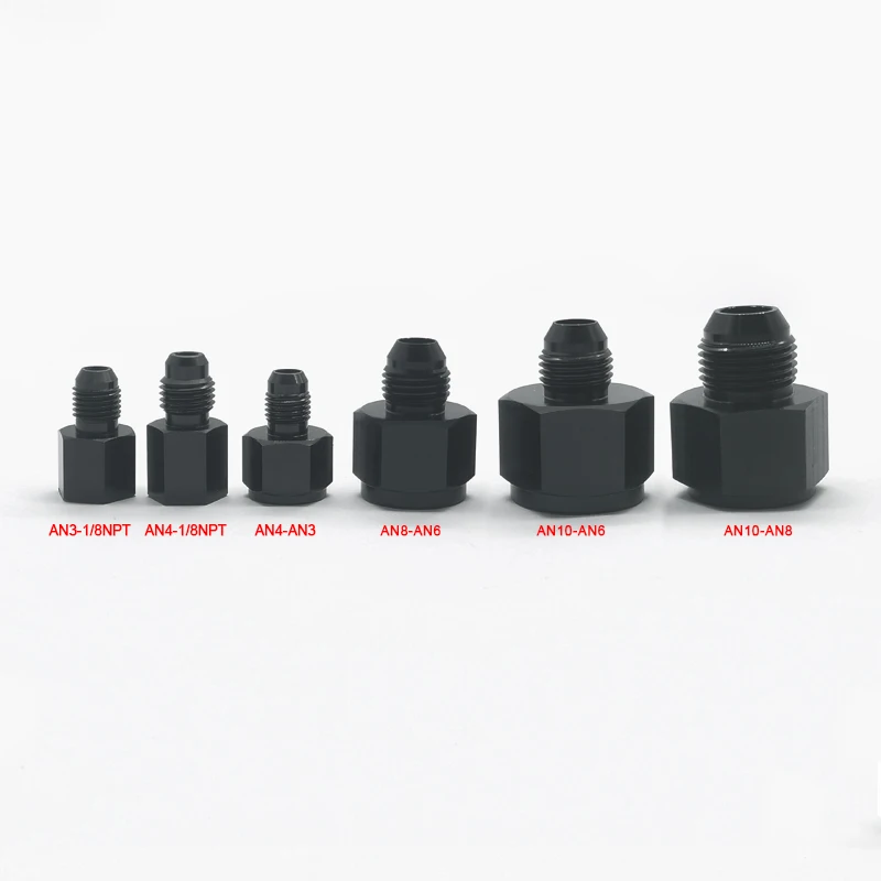 Adaptateur réducteur de raccord évasé noir en aluminium, 10AN 8AN 6AN mâle vers -4AN 3AN 1/8NPT femelle, Kit de Conversion pour automobile