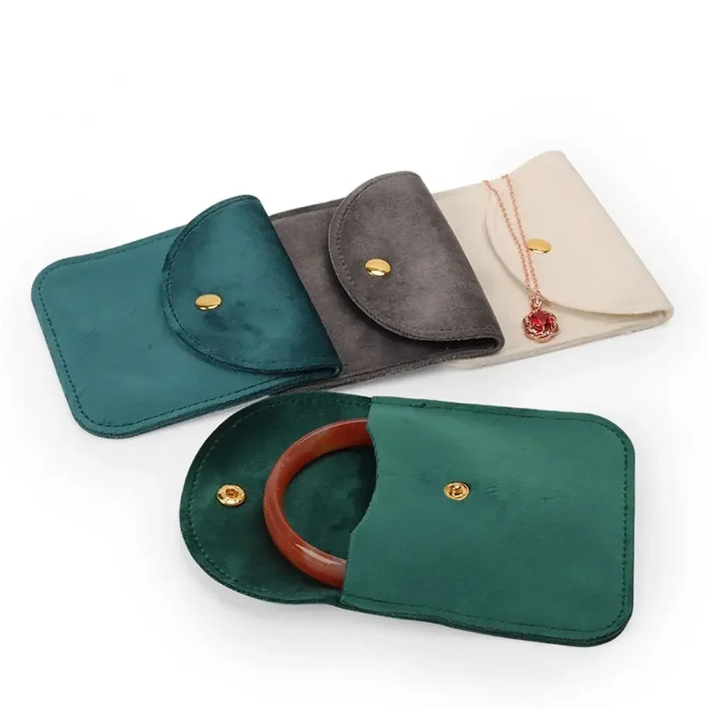

8x8cm 10x10cm Velvet Jewelry Bag Snap Button Packaging Pouch Dust Protect Necklace Earrings Ring Storage Bag Gift Wrapping Pouch