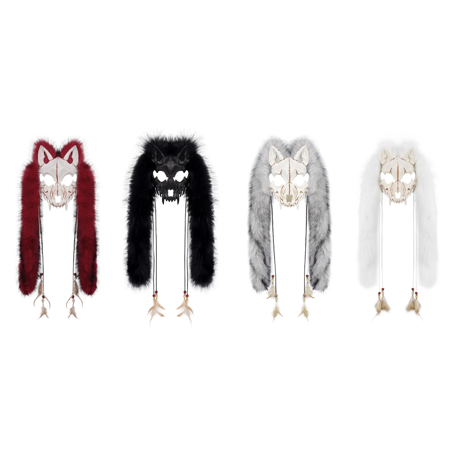 Maska w kształcie lisa dla dorosłych i dzieci z realistycznymi, futrzastymi detalami, regulowana, idealna do cosplayów wikingów i kostiumów na Halloween.