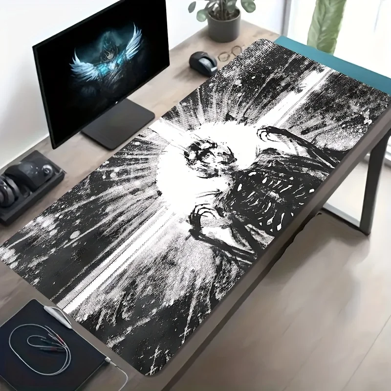 Black White Skeleton Extended Gaming Mouse Pad Large Desk Mat Non-Slip Rubber Base Keyboard Pad for Computer Gamers Office