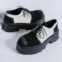 Spring Thick Soled Men's Oxford Shoes Classic Versatile Black Daily Office Outdoor Party Wedding Business Genuine Leather Shoes
