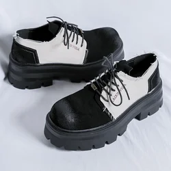 Spring Thick Soled Men's Oxford Shoes Classic Versatile Black Daily Office Outdoor Party Wedding Business Genuine Leather Shoes