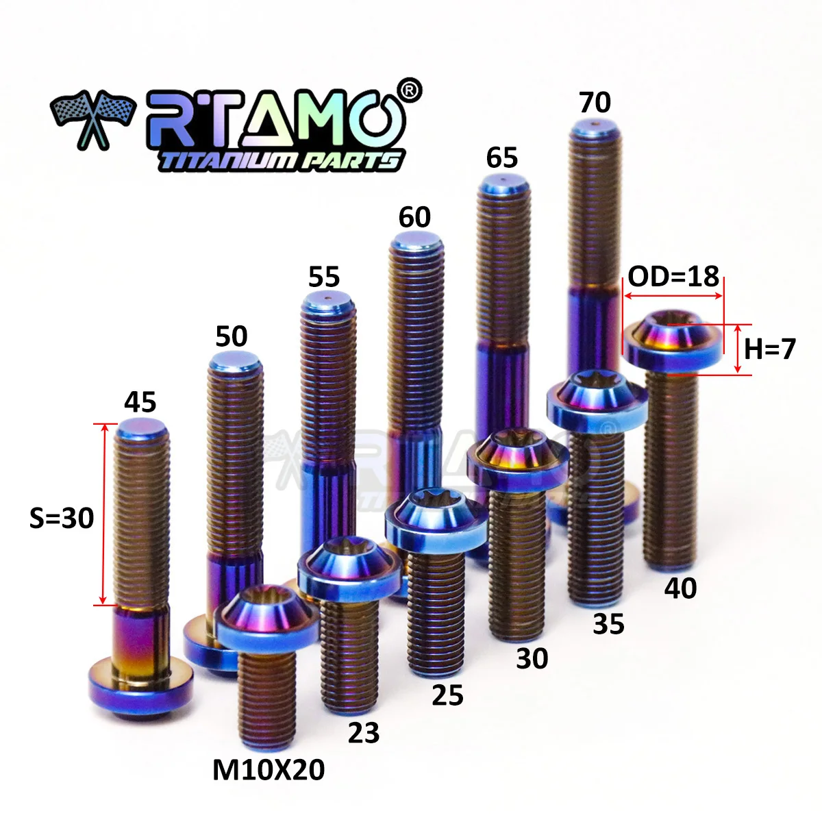 RTAMO Titans ch raube m10x20/23/25/30/35/40/45/50/55/60/65/70/75/80mm 1.25/1,5 Pitch Motorrad-Stoßdämpfer schrauben – Detail 4