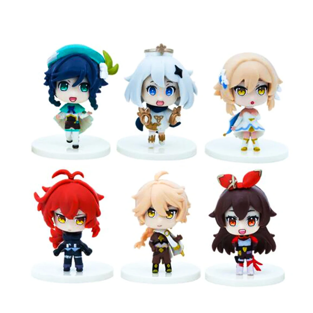 Eula Action Figure 6pcs/set Genshin Impact Klee Anime Keqing Paimon Yae Miko HuTao Models Collections Decor PVC Toys for Adults