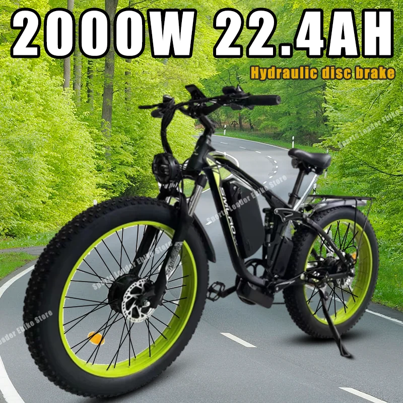 

Mountain Off-Road Ebike 2000W Double Motor 48V22.4AH 26*4.0 Inch Fat Tire Electric Bicycle Full Suspension Beach Electric Bike