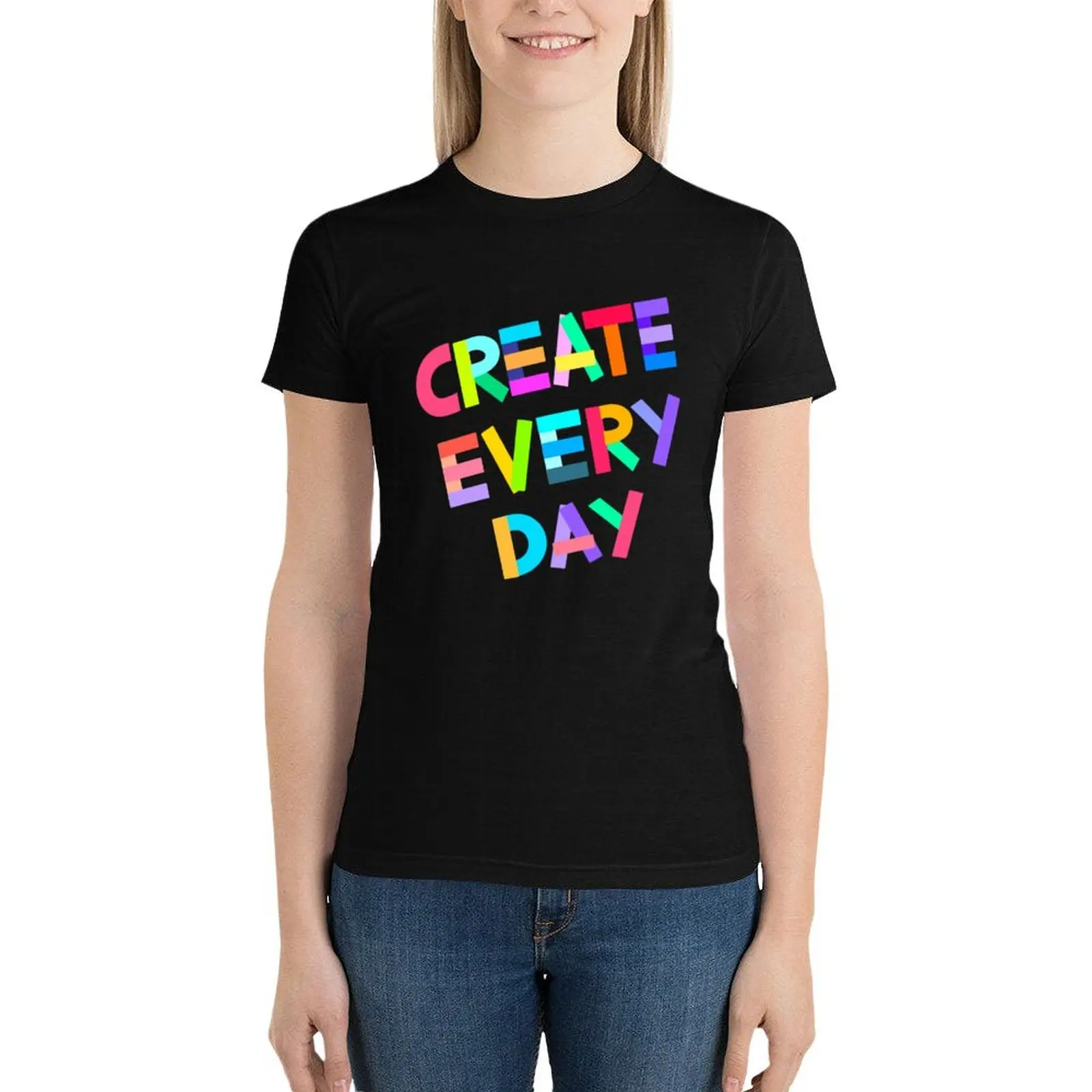 Create Every Day T-Shirt kawaii ubrania topy koszulki modna bluzka damska 2024