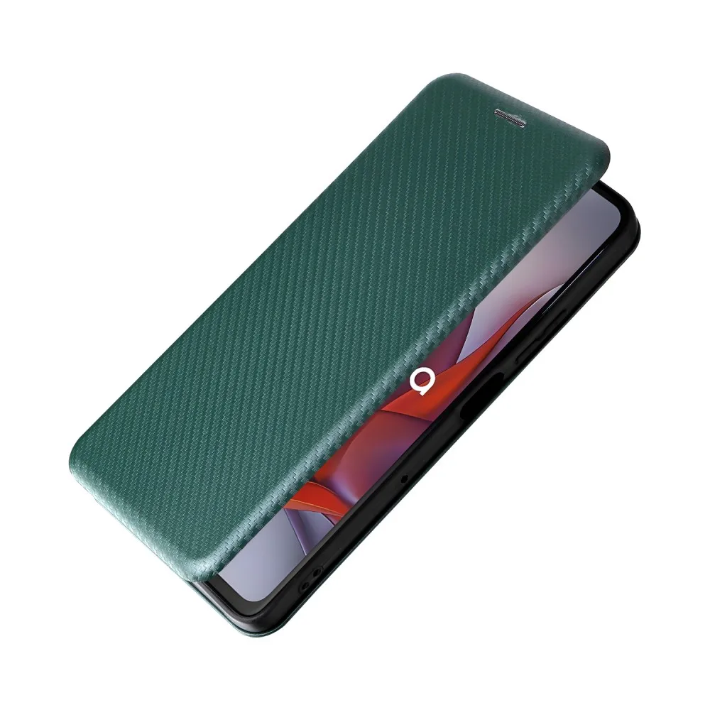 Magnetic Close Carbon fiber Flip Cover Leather Wallet Book Case For Motorola Moto G85 G84 G75 G74 G73 G55 G54 G53 G35 G34 G32