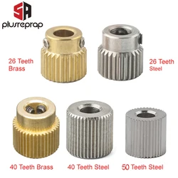 Engrenage d'extrusion pour extrudeuse d'imprimante 3D, Mk7 MK8 CR10, 26/40/50 dents, engrenage d'entraînement en laiton ou en acier inoxydable