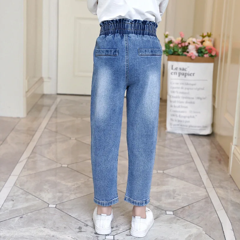 المراهقين السراويل الطويلة 4 5 6 7 8 9 10 11 12 سنة 2025 الخريف الربيع الاطفال طفل الفتيات الملابس الجينز بوتيك الخريف الدنيم بانت