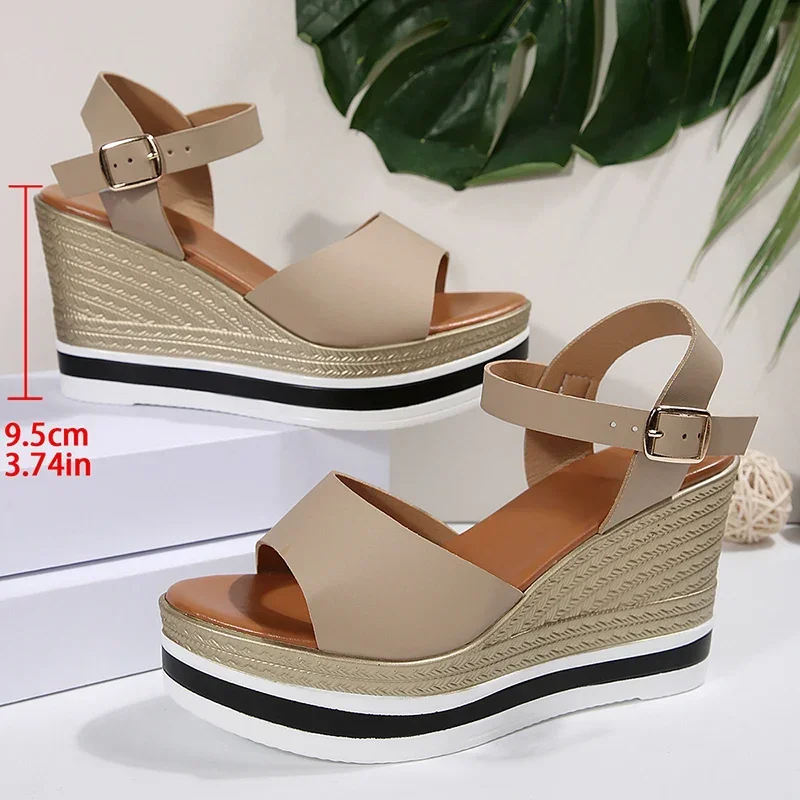 Women Sandals Wedges Sandals Women Shoes 2025 Plus Size 36-43 Chunky Heels Sandals Summer Platform High Heels Sandalias De Mujer