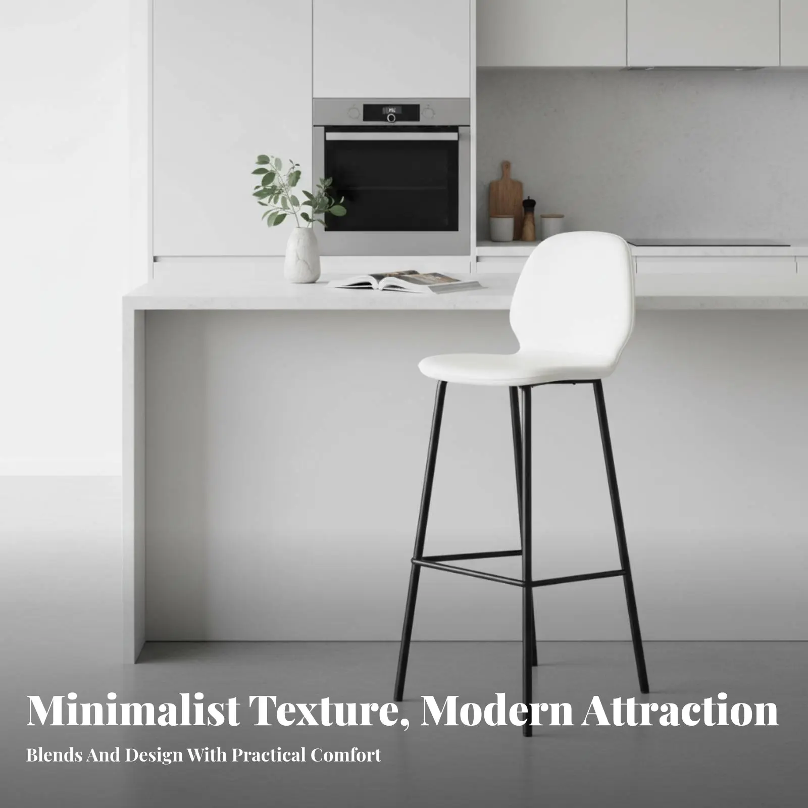 Modern Bar Chair with Backrest Nordic & aesthetic High Stool Light Luxury Upholstered Seat for household users, Reception Area