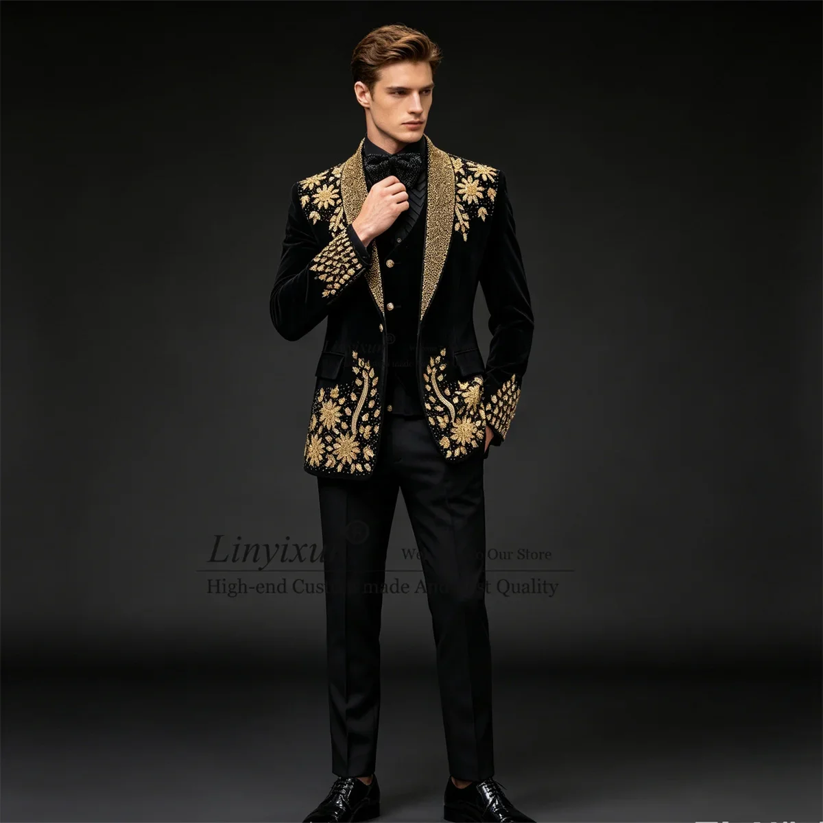 High End Diamond Crystal Men Suits Glitter Lapel Groom Male Blazers 3 Pieces Sets Wedding Tuxedos Slim ropa hombre Customized