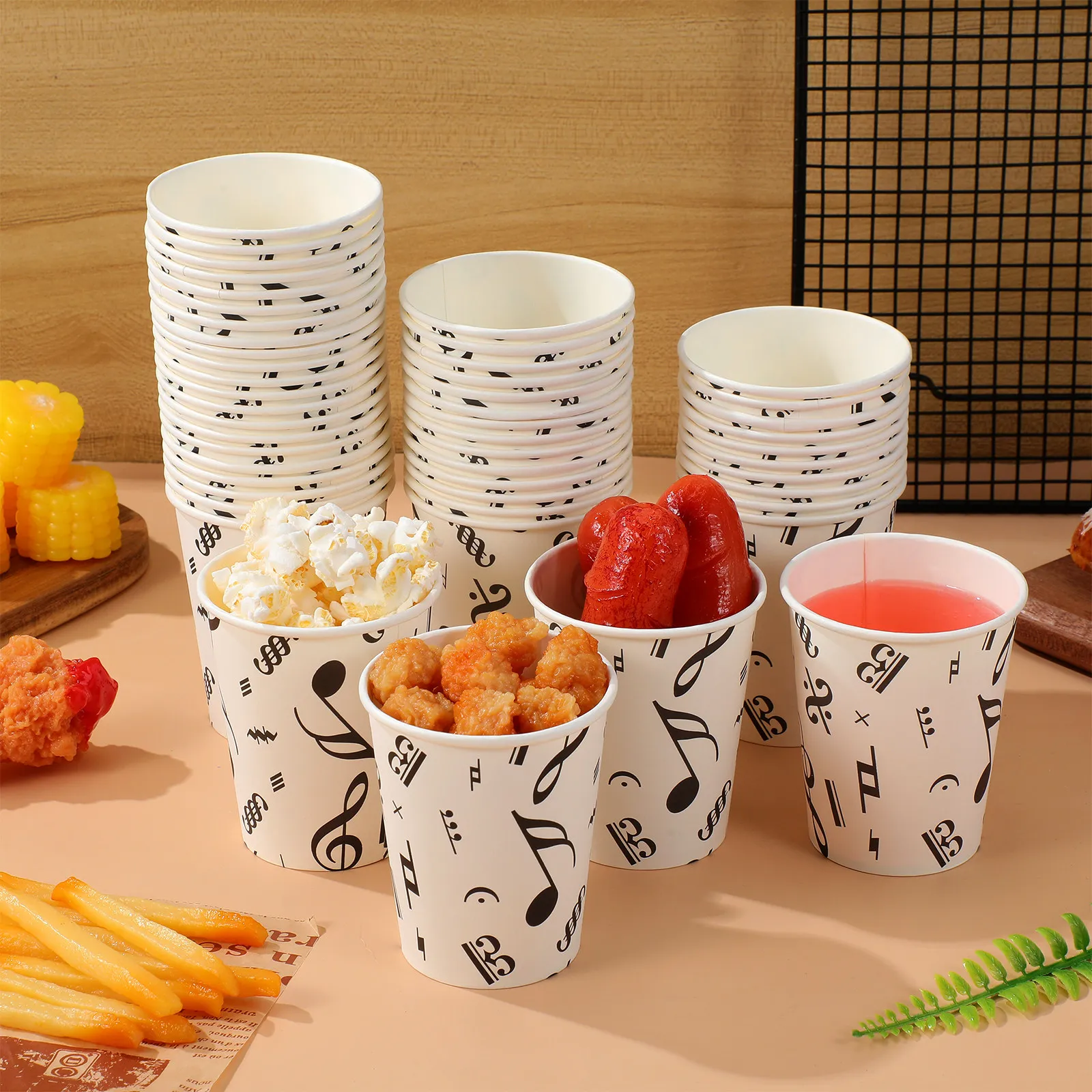 

50Pcs Music Note Party Cups 250Ml Disposable Paper Drinkware for Music Festival Concerts Weddings Birthdays Adult Celebrations