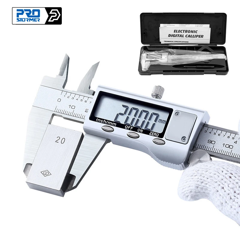 Vernier Caliper 6 inch 0-150mm Measuring Tool Plastic/Stainless Steel LCD Digital Electronic Carbon Fiber Ruler by PROSTORMER