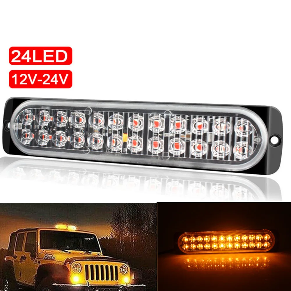 

Car LED Strobe Light 12-24V Truck Warning Light Strobe Grille Flashing Lightbar Emergency Truck Hazard Flash Signal Lamps Bar