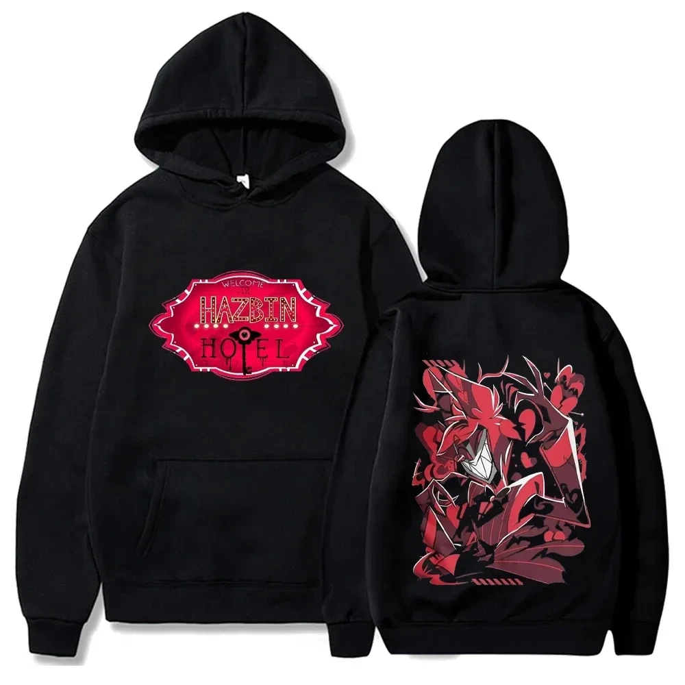 Y2k Street Clothing 2024 Fun Alastor Print Sweatshirt for Men and Women Hazbin Hotels Anime Clothing Hoodie