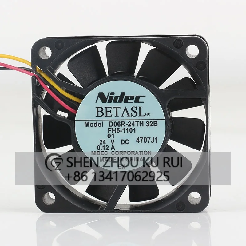 

D06R-24TH 32B Original Nidec 5V 12V 48V DC 24V 0.12A AC EC 6015 60X60X15MM 6CM Printer inverter Chassis Three-wire Cooling fan