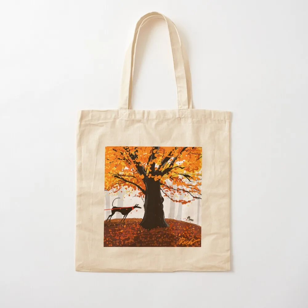 

The Autumn Oak, The Hound, and The Squirrel Tote Bag hand bag ladies Handbags Canvas Tote Bag