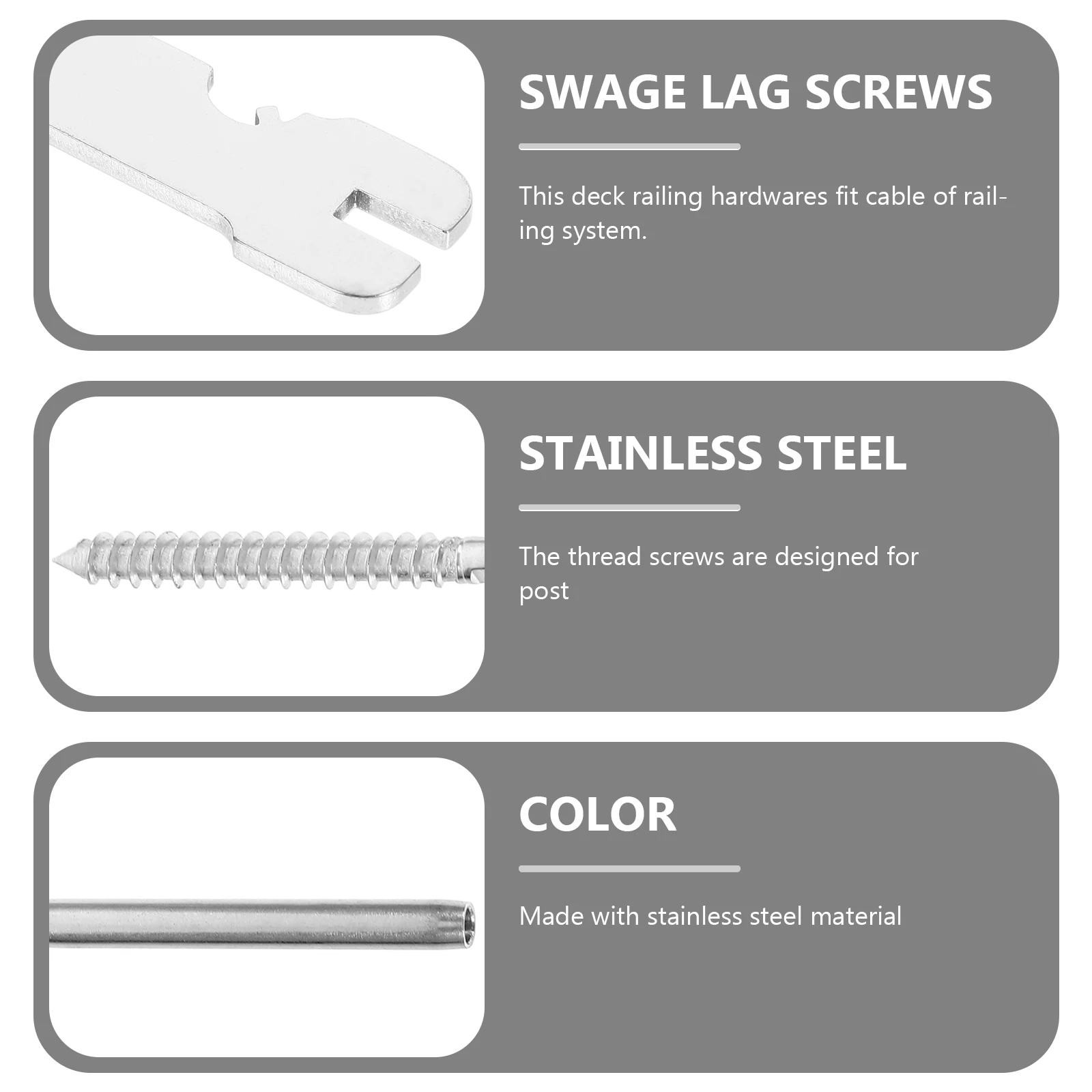 

12 шт. винты с ручной резьбой, комплект кабельных перил, ручная настил из нержавеющей стали, деревянный столб, фурнитура в комплекте