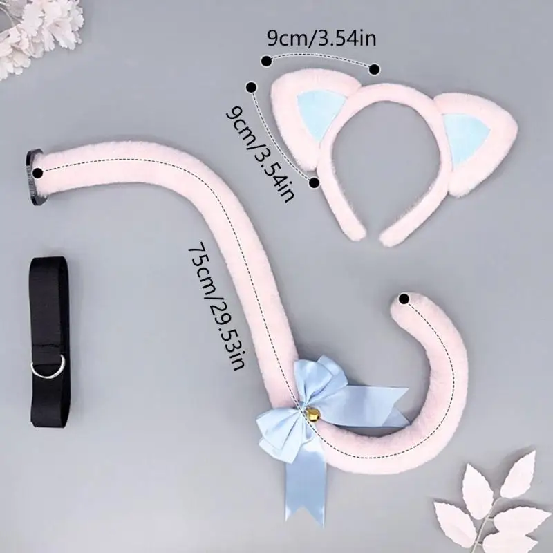 L4me Soft Plush Cats Costume Hairhoop Cats Tail لحفلات الموضوع وتصوير الأحداث