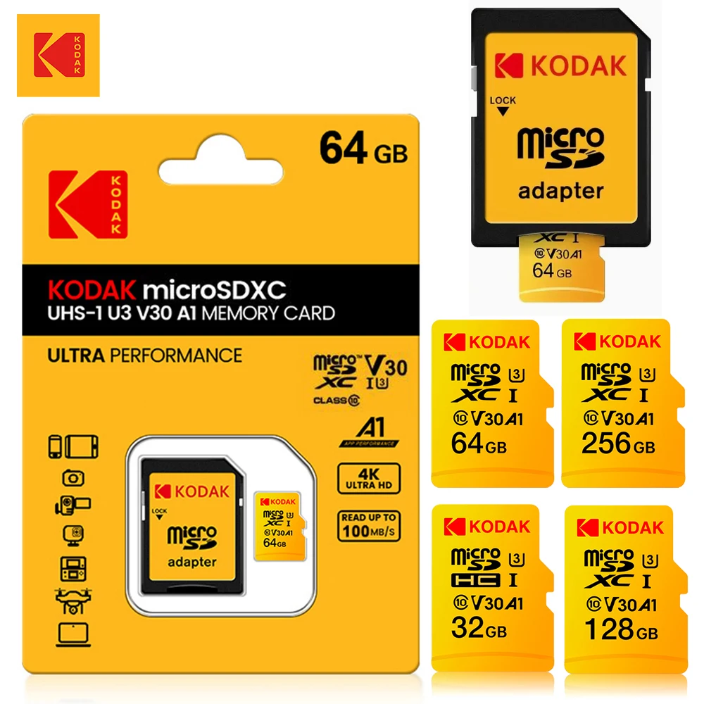 

KODAK Micro SD Card Memory Card 32GB 64GB 128GB 256GB U3 4K Large Capacity TF Microsd Card for Phone Camera Tablet PC Phone