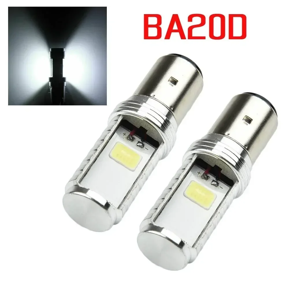 

2x Motorcycle BA20D Headlight Bulbs LED Headlight Lamps Hi/Low Beam Conversion White Bulbs 6000-6500K 1000lm 6W LED Light Source