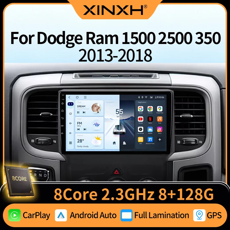 Wireless CarPlay & Android Auto Car Stereo for Dodge Ram 1500 2500 3500 2013-2018 DSP & 48EQ GPS Multimedia Radio Head Unit