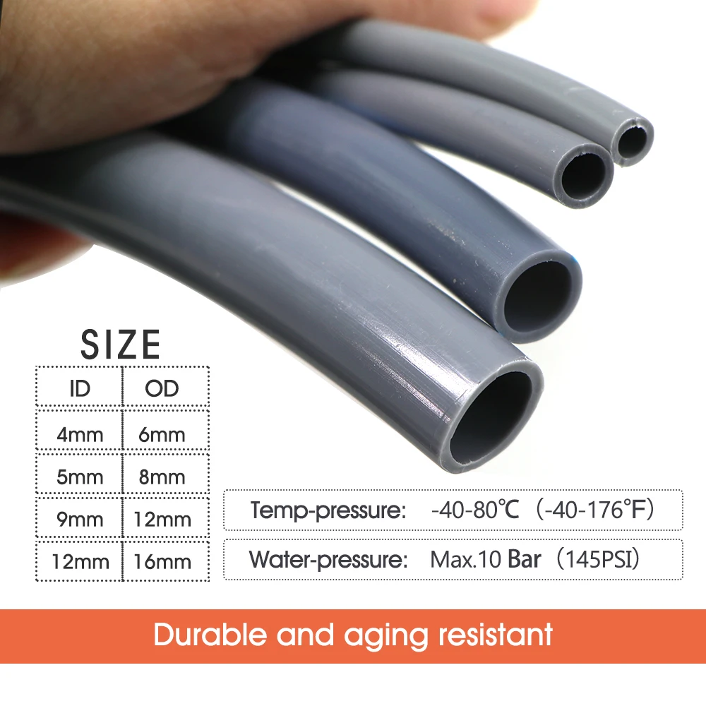 Black/Gray Garden PE Watering Hose for Home Garden Irrigation System OD-6mm OD-8mm OD-12mm OD-16mm Tubeing 1/4