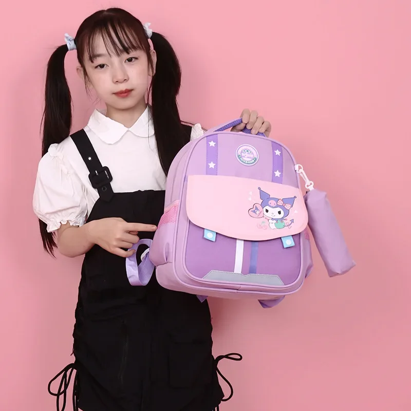 Sanrio Kulomi Cartoon Printed Children's School Bag Girls Ridge Guard Lightweight Waterproof Casual Children's Backpack