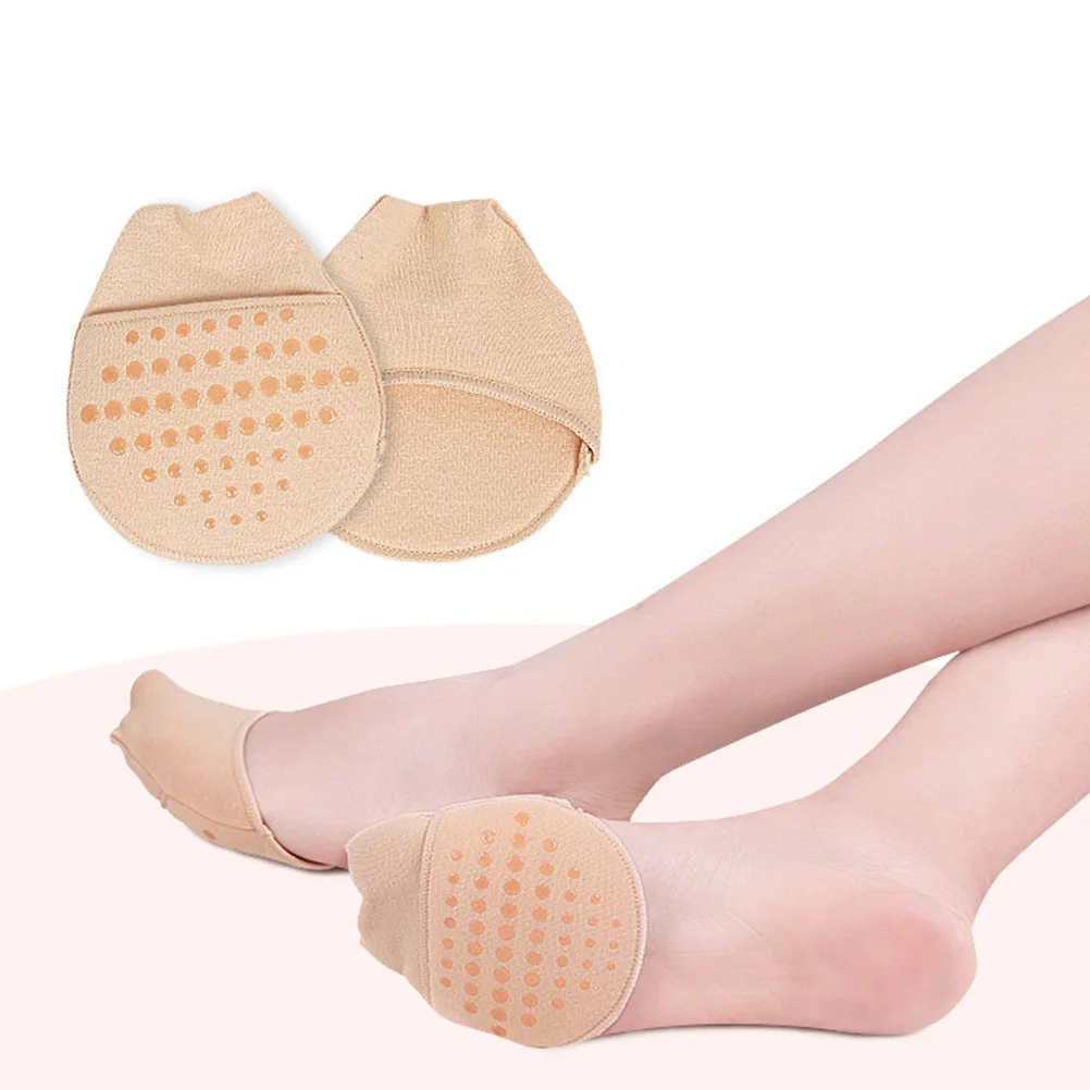 Kaus Kaki Setengah Liner Anti-Selip dengan Bantalan Telapak Kaki Depan Desain Tanpa Jahitan Tak Terlihat untuk Sepatu Hak Tinggi Wanita Pelindung Jari Kaki Alat Perawatan Kaki