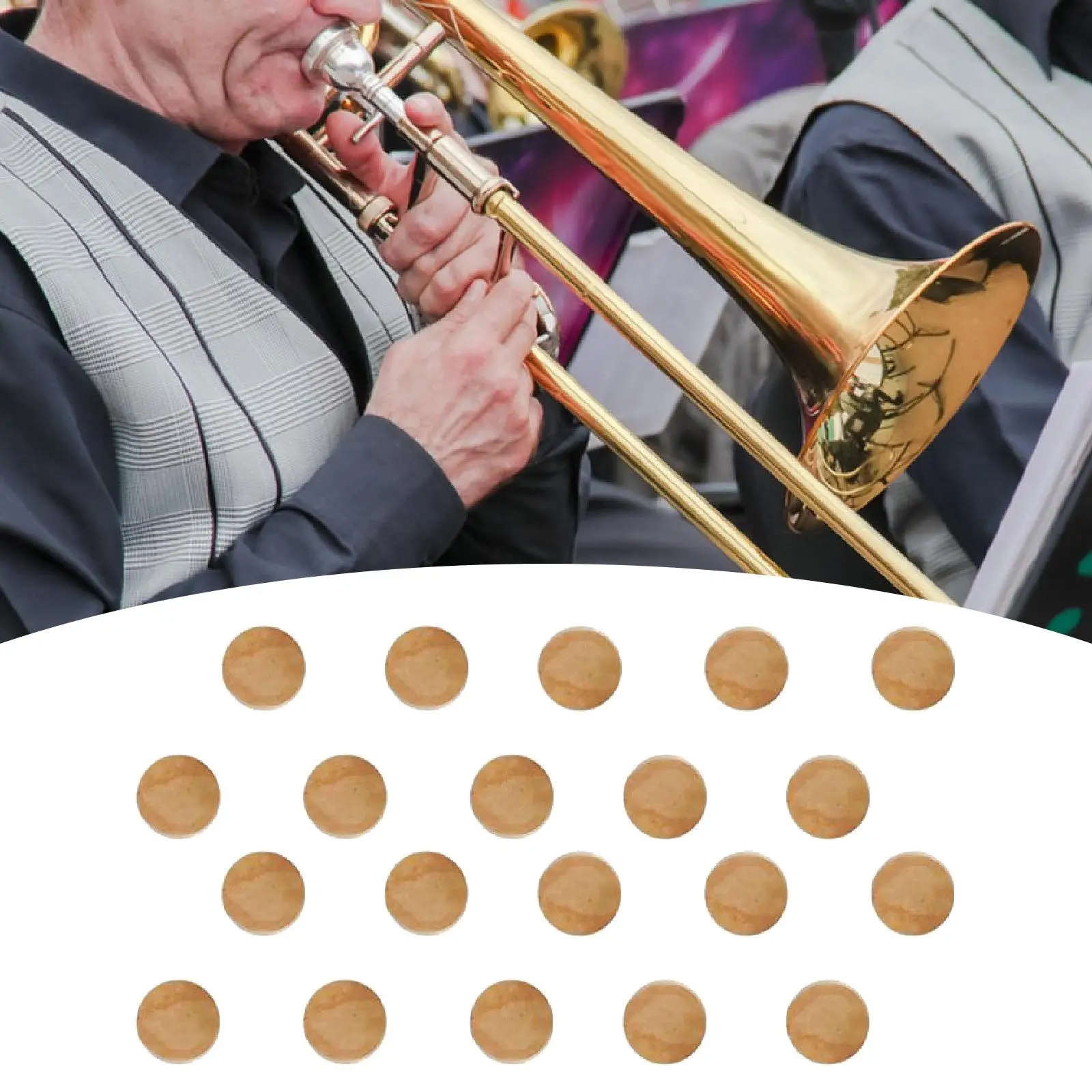 20 Pieces Trumpet Cork Pads Assembly Portable Repair Kit Replacement Parts for Wind Instrument Cornet Saxophone Trumpet Trombone