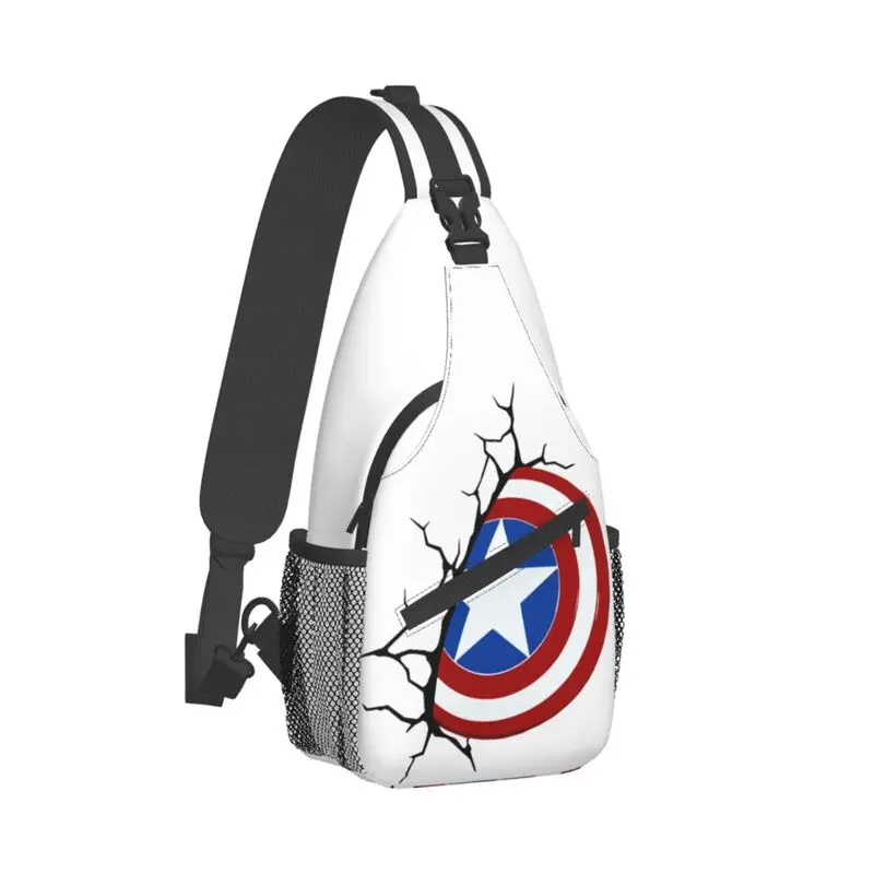 Bolso de pecho de Capitán América para hombre, mochila de hombro cruzada personalizada, mochila de viaje para senderismo, mochila de día