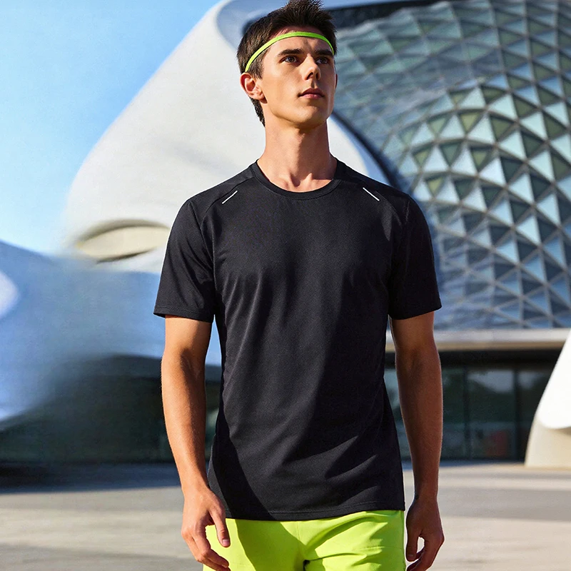

Мужская футболка для бега, быстросохнущая, дышащая, спортивная, для фитнеса, удобная, для занятий на открытом воздухе, для пробежек