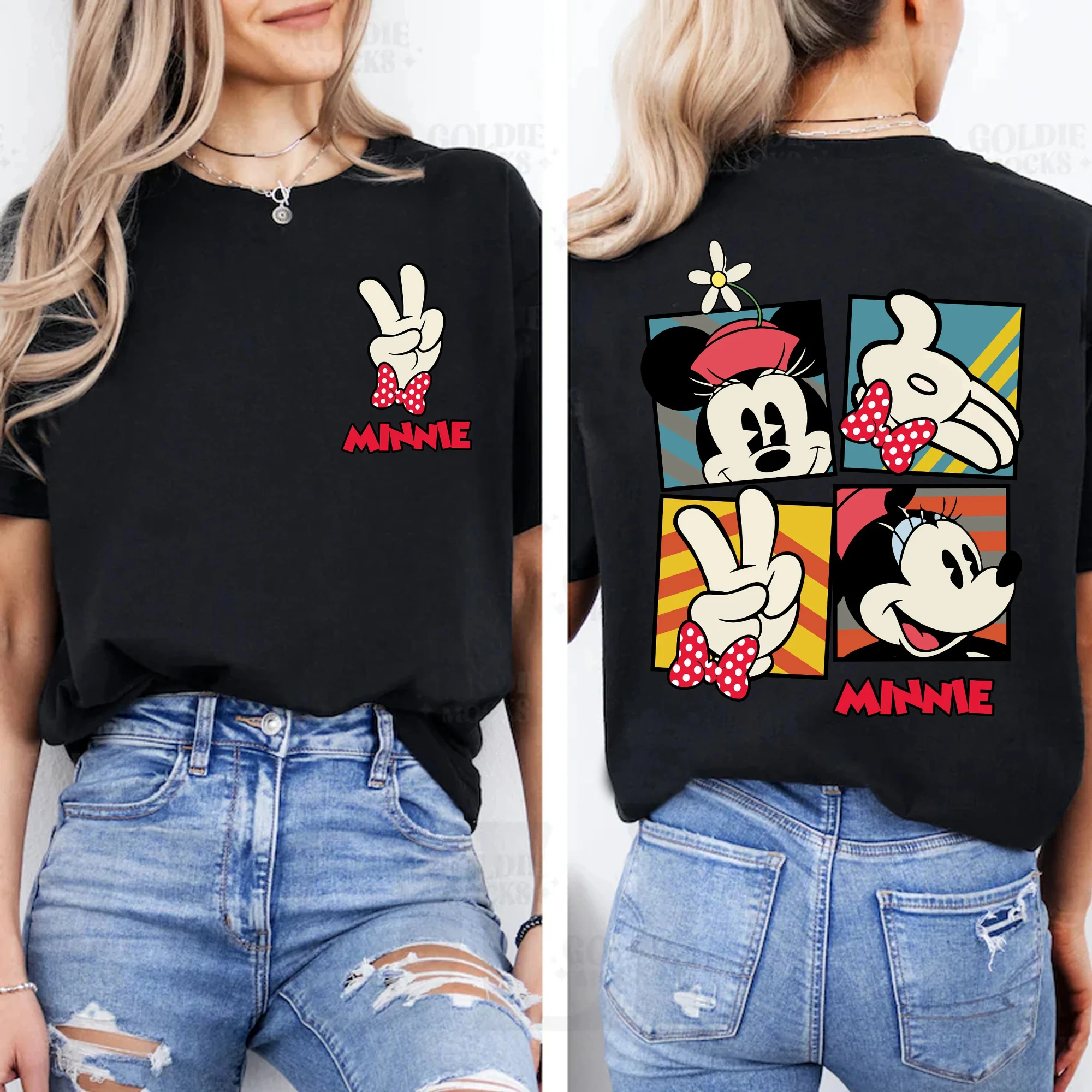 Disney Minnie Mouse T-shirt imprimé hommes et femmes à manches courtes garçons vêtements famille Parent-enfant tenue enfants vêtements filles