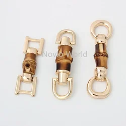 5-20-100 pieces 3 styles Real bamboo hanger connects handbags hand pull double round head bamboo buckles decoration