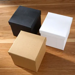 4Pcs Square Hard Paper Kraft Paper Gift Box with Lid, Mysterious Box Suitable for Festival, Birthday, Wedding Party, Favor Box