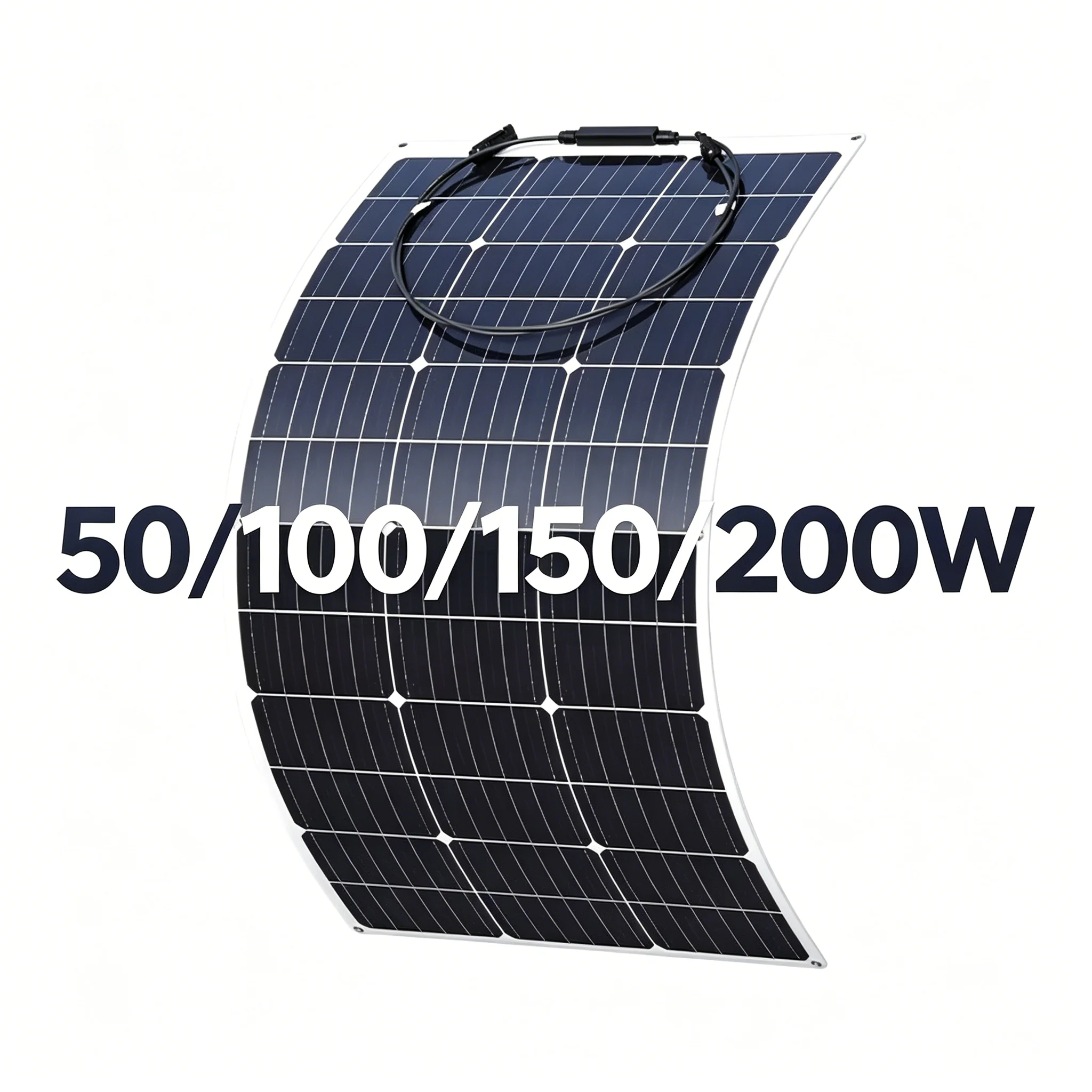 GOKKCL Planta de Energía Solar para Balcón 200W / 100W, Panel Solar Flexible IP68, Cargador Solar Fotovoltaico Fuera de Red para RV