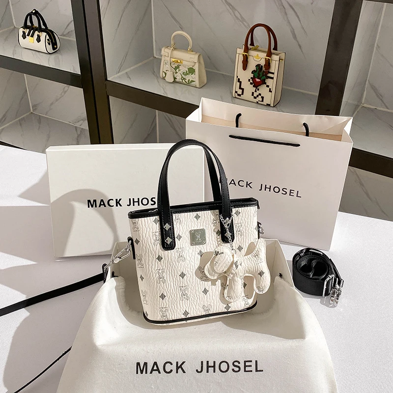 

Black and white contrasting color basket bag, high-end handbag, bucket bag, crossbody bag