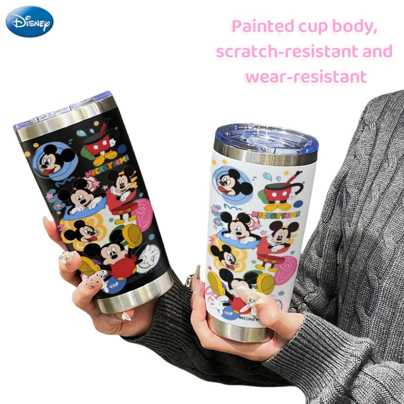 Disney-Tasse à café en acier inoxydable avec personnages de dessins animés, thermos de grande capacité, cadeau créatif, mignon, kawaii, vente en gros