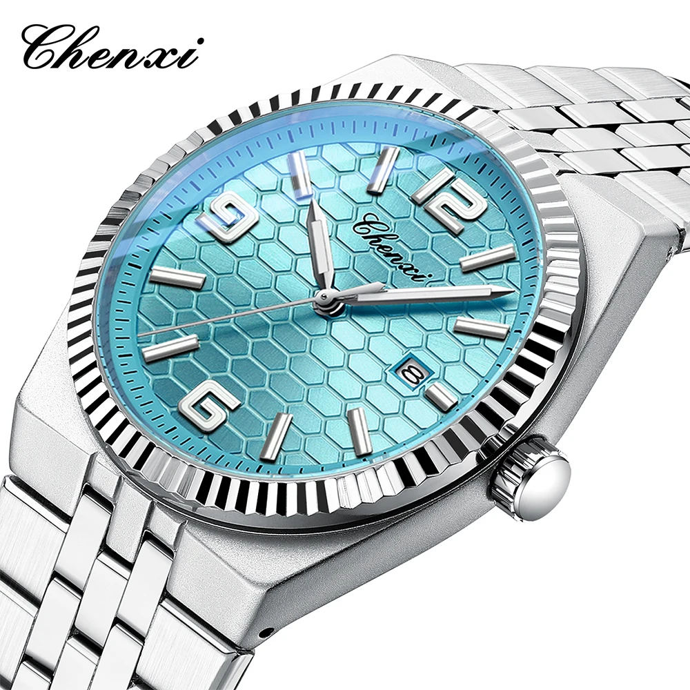 

CHENXI простые деловые мужские часы с календарем, модные водонепроницаемые мужские часы, светящиеся кварцевые мужские наручные часы, новинка