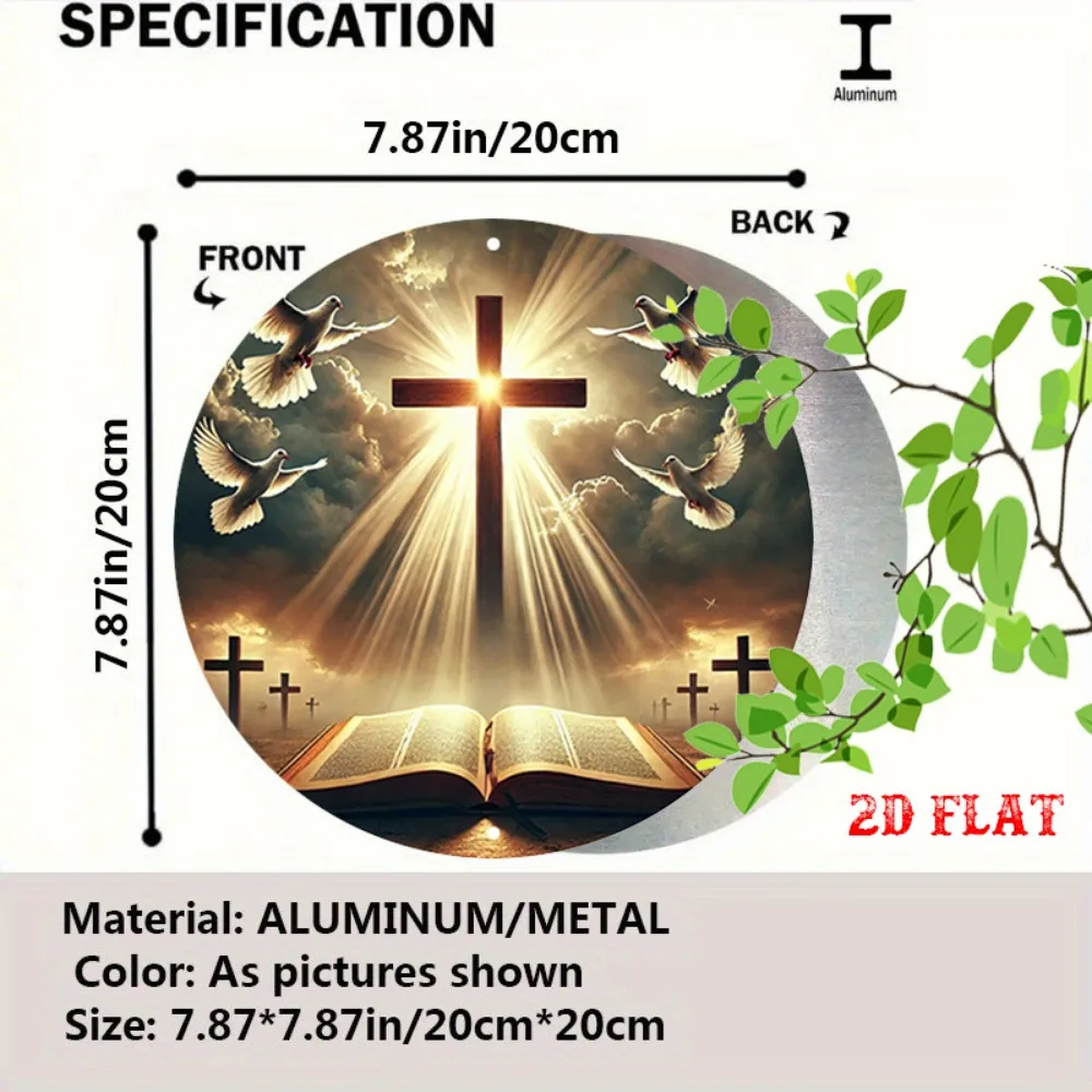 CIFBUY Rustic Christian Cross Dove Aluminum Wall Art Religious Bible Verse Waterproof Wear Resistant Durable Home Church Prayer