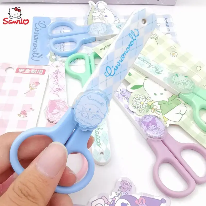 Sanrio Kuromi Cinnamoroll Scissors Hand Made Scissors Melody Cute Children Safety Silicone Shell Stationery School Supplies Gift