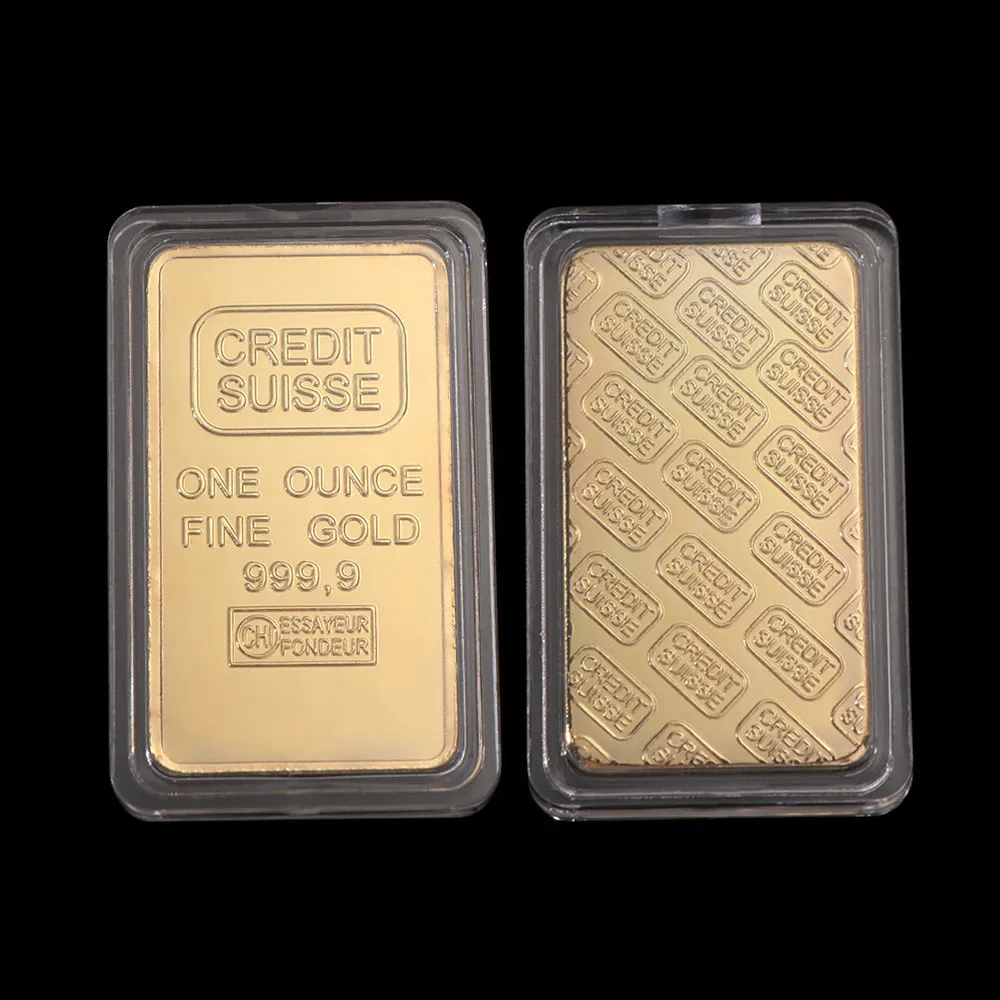 Laser Number Fine Gold Gold Plated Bullion Bar Modern Funny Suisse Gold bar Replica Swiss Bank Gold Bullion Bar Home