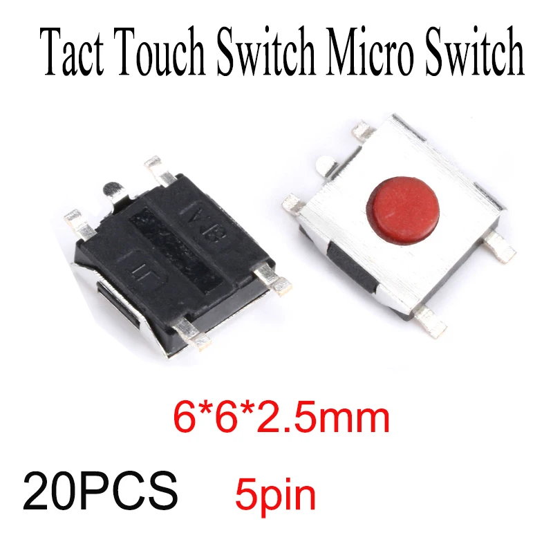 20 pces 6*6*2.5mm interruptor de toque tato vermelho botão de silicone micro botão de pressão do interruptor