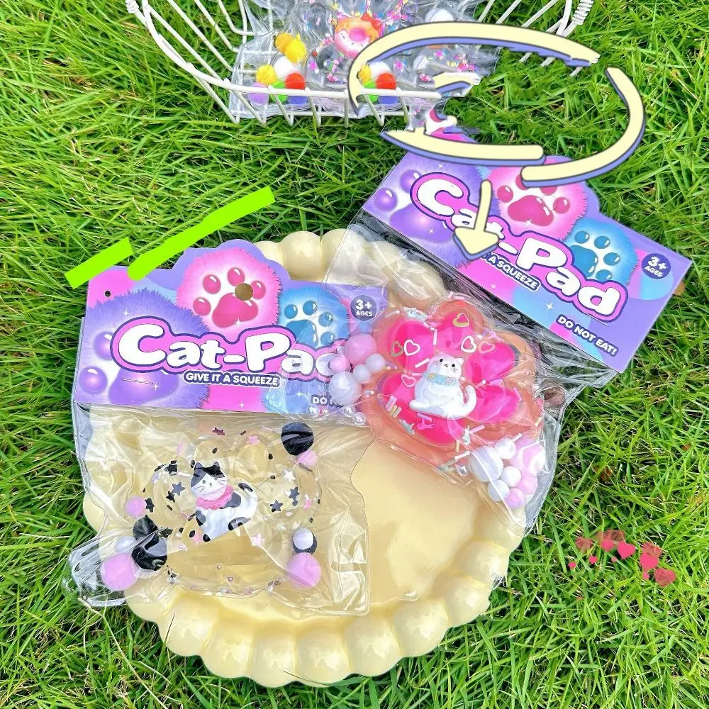 Sensory Toys TPR Cat Paw Slow Rebound Toy Transparent Bow Squeeze Cat Paw Pearl Soft Cat Claw Pinch Toy Unique Gift