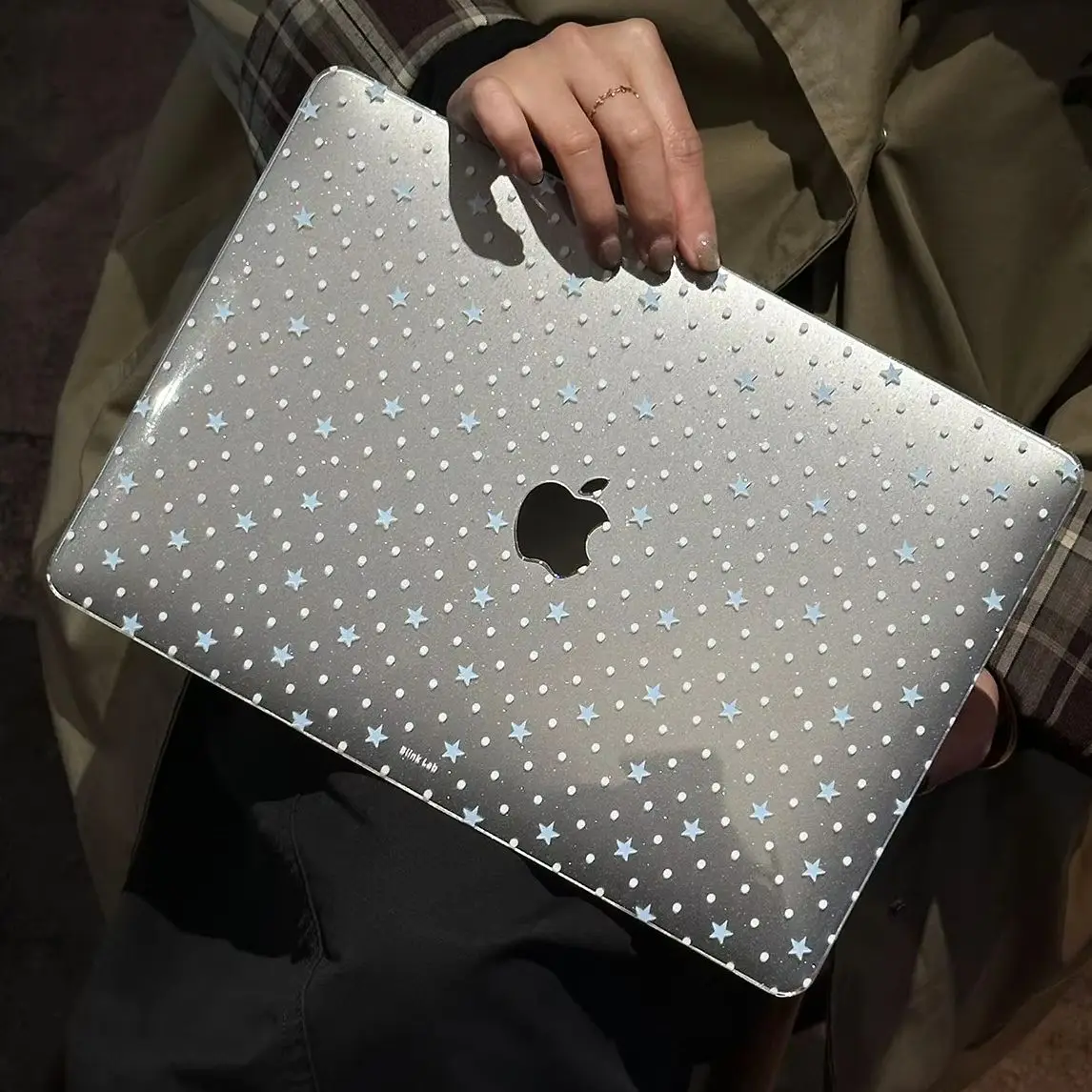 Ins White Dots Blue Stars Shining Laptop Case For Macbook Air 13.6 M4 NEO 15 M3 Hard Cover For Mac Book Pro 13 M1 M2 14 M4 M5 16