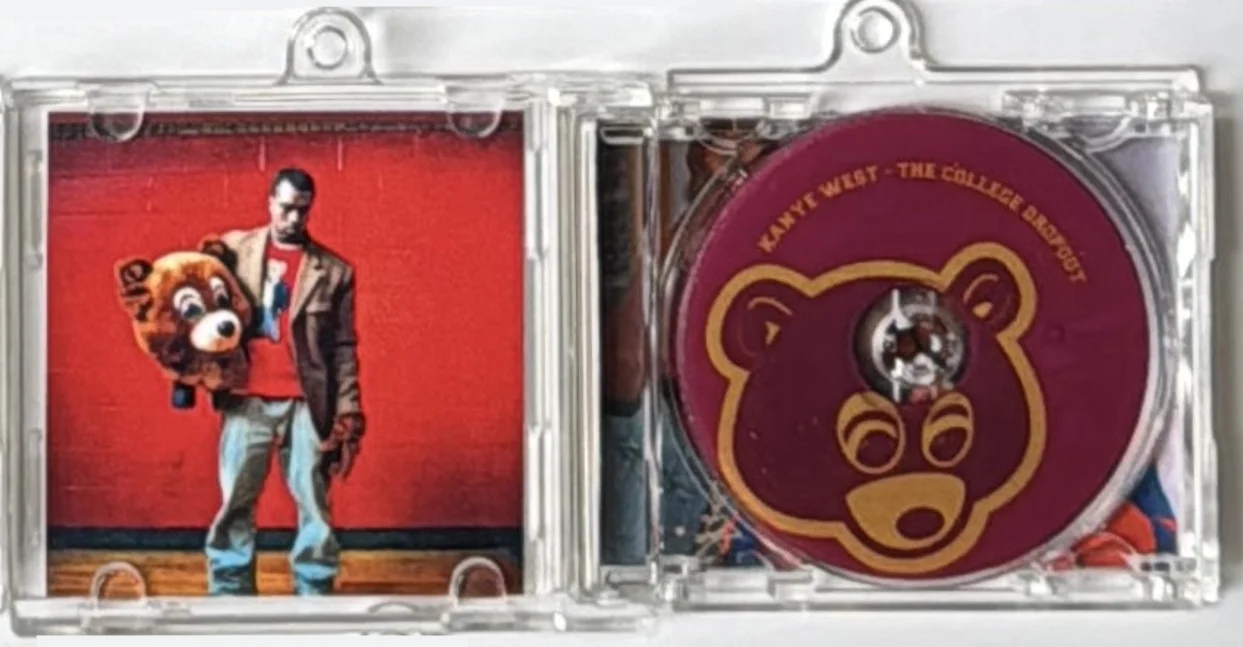 Kanye West MINI Music CD NFC Keychain The College Dropout Album Play Songs Keyring Cosplay Necklace Acrylic Pendant Accessories