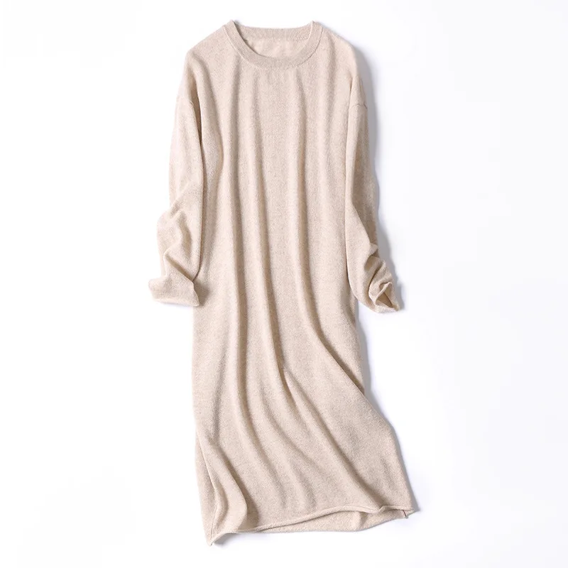 

masigoch knitted loose casual 100% cashmere sweater dresses women